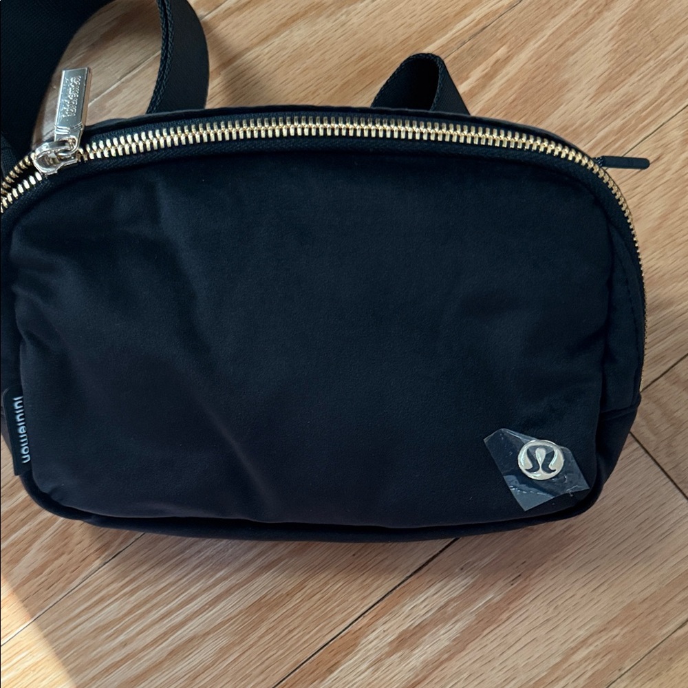 lululemon athletica Black Belt Bag with Gold Accents NWT
